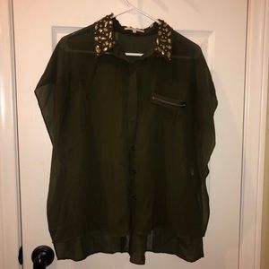 Sheer olive green blouse